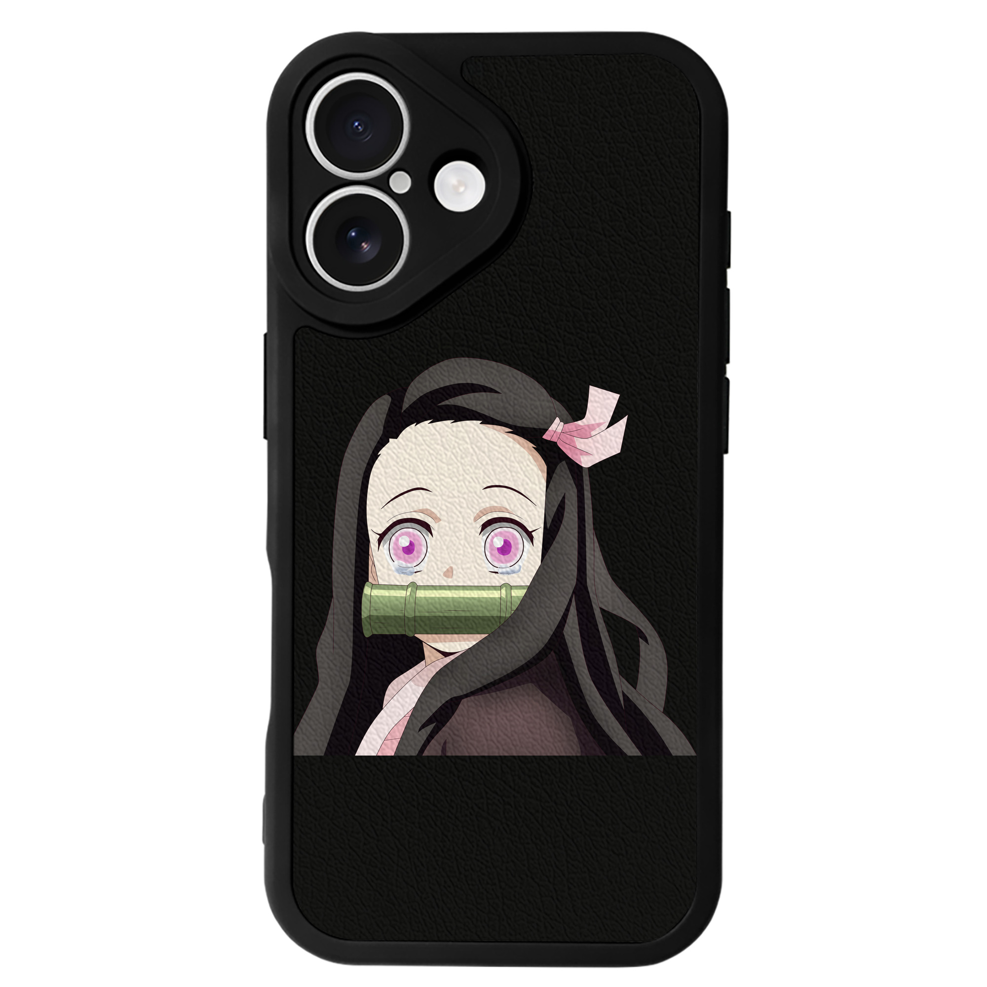 （画像用） 鬼滅の刃（きめつのやいば）竈門 禰󠄀豆子／かまど ねずこ Kamado Nezuko 【iPhone 16シリーズ対応】シリコンスマホケース（レザー調） 材質：シリコン